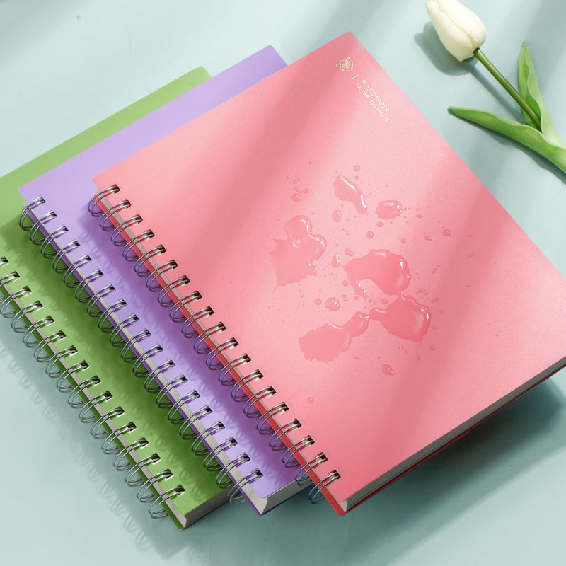 EMSHOI B5 Spiral Notebook College Ruled Lined Journal, Large 7.48"" X 10.15"", 300 Pages/150 Sheets, 100gsm Thick Paper, Waterproof Hardcover, for Office School Women Men Work Writing Notes-Pink - Image 4